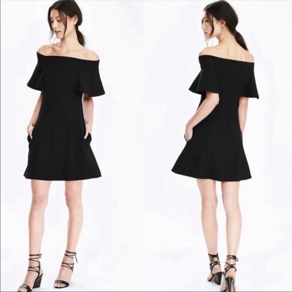 Banana Republic Off-shoulder Flounce Ponte Dress